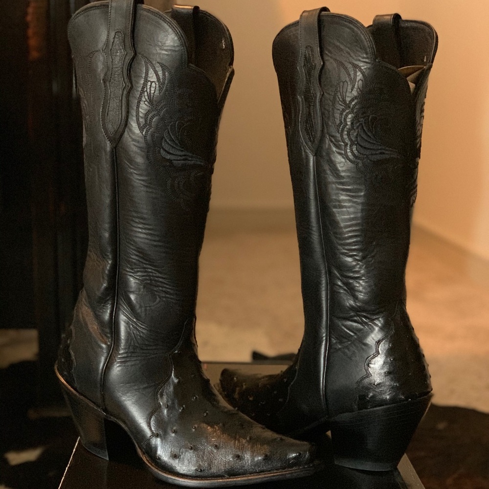 Reba by Justin Black Nativo Ostrich Boots